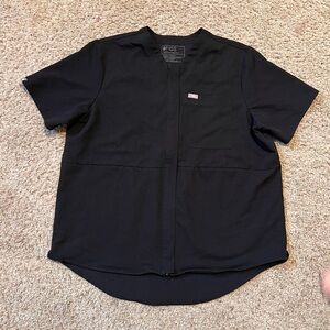 Figs Black Short Sleeve Medical Scrub Top